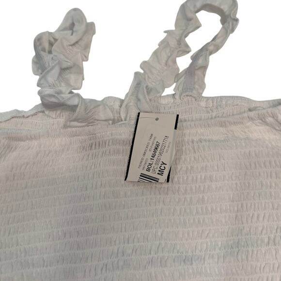 Crave Fame White Tank Top Ruffle Straps Smocked Bodice XS NWT - Picture 8 of 11